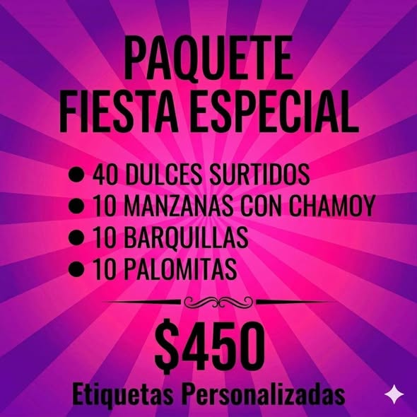 Paquete Fiesta Especial con Dulces y Botanas