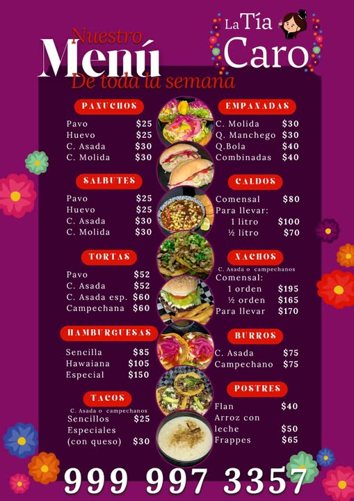 La Tía - Menú de Comida Variada