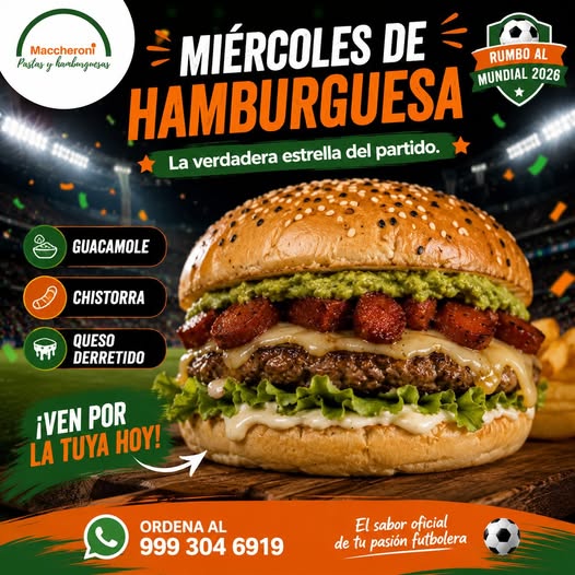 Maccheroni: Miércoles de Hamburguesa 2x1