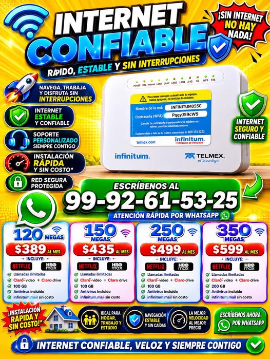 Venta de Internet Infinitum Telmex Mérida