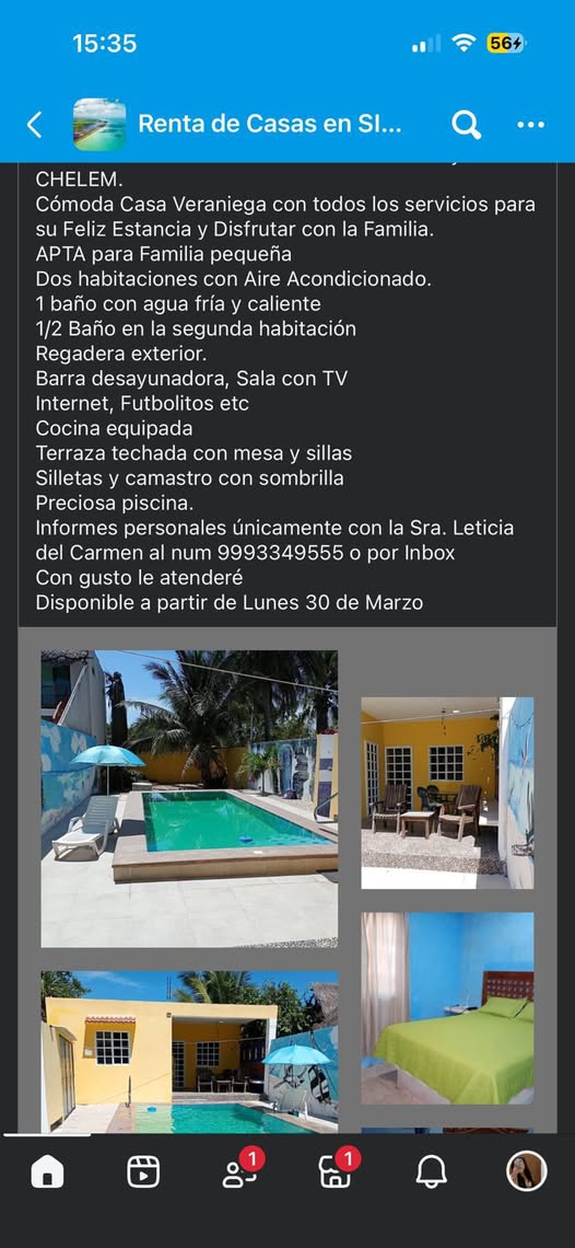 Renta de Casa Veraniega en Chelem