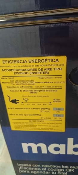 Aire Acondicionado Mabe Tecinverter 12 BTU