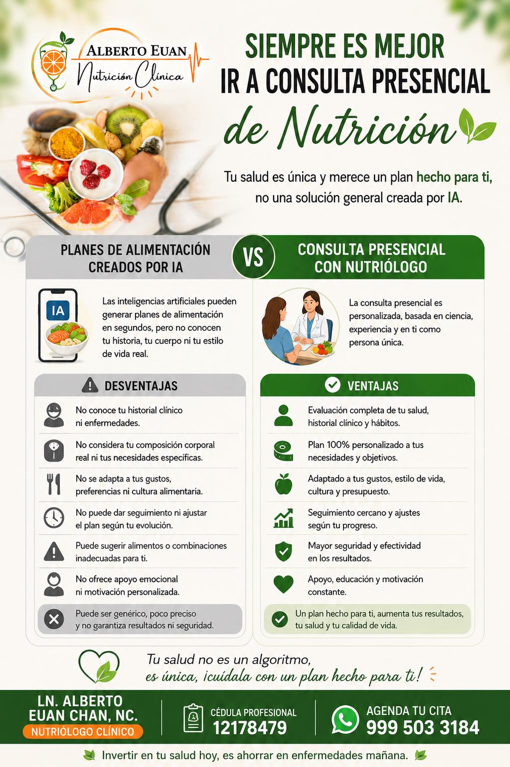Alberto Euan: Nutrición Clínica y Planes Personalizados en Yucatán