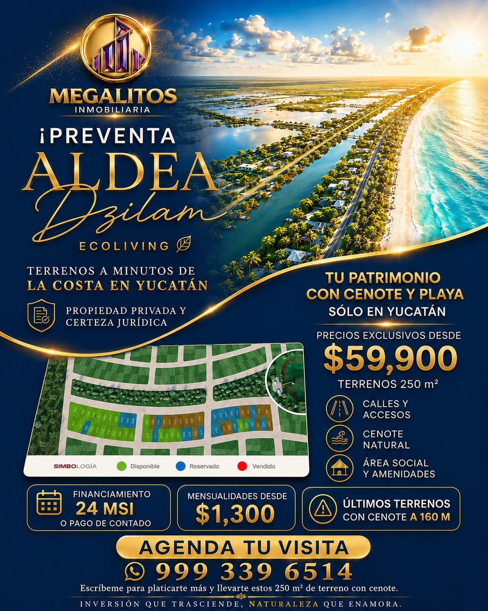 Aldea Dzilam Ecoliving: Terrenos con Cenote cerca de la Costa Yucateca