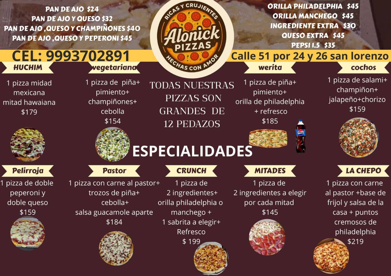 Alonick Pizzas: Pizzas recién hechas con amor para disfrutar tu fin de semana