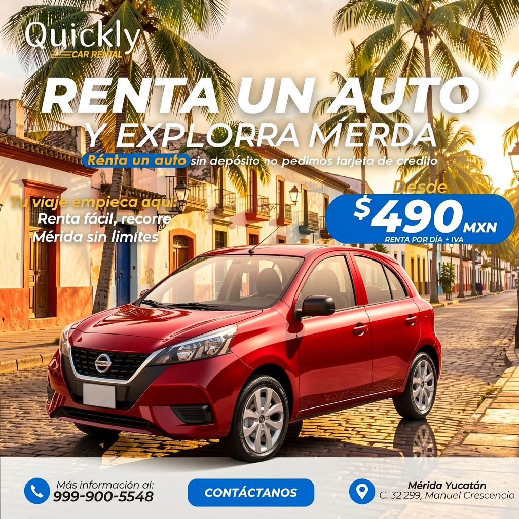 Alquiler de autos en Mérida sin depósito ni tarjeta de crédito