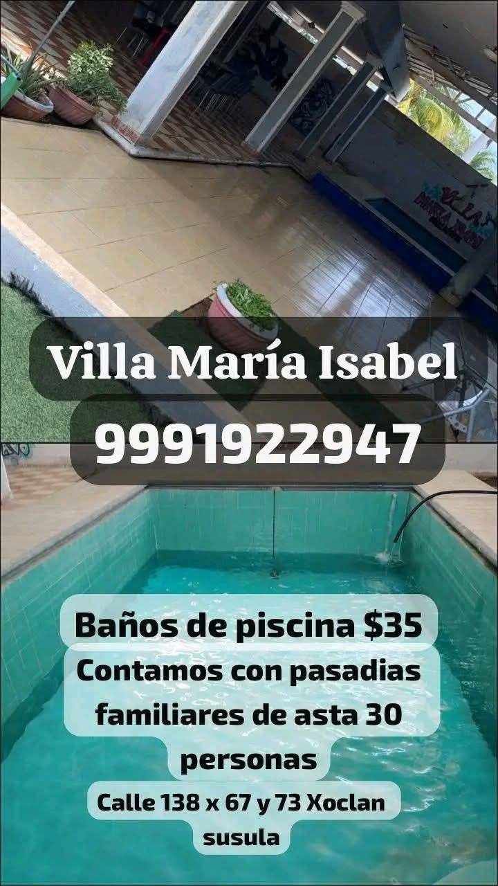 Baños de Piscina Villa María Isabel en Xoclán Susulá