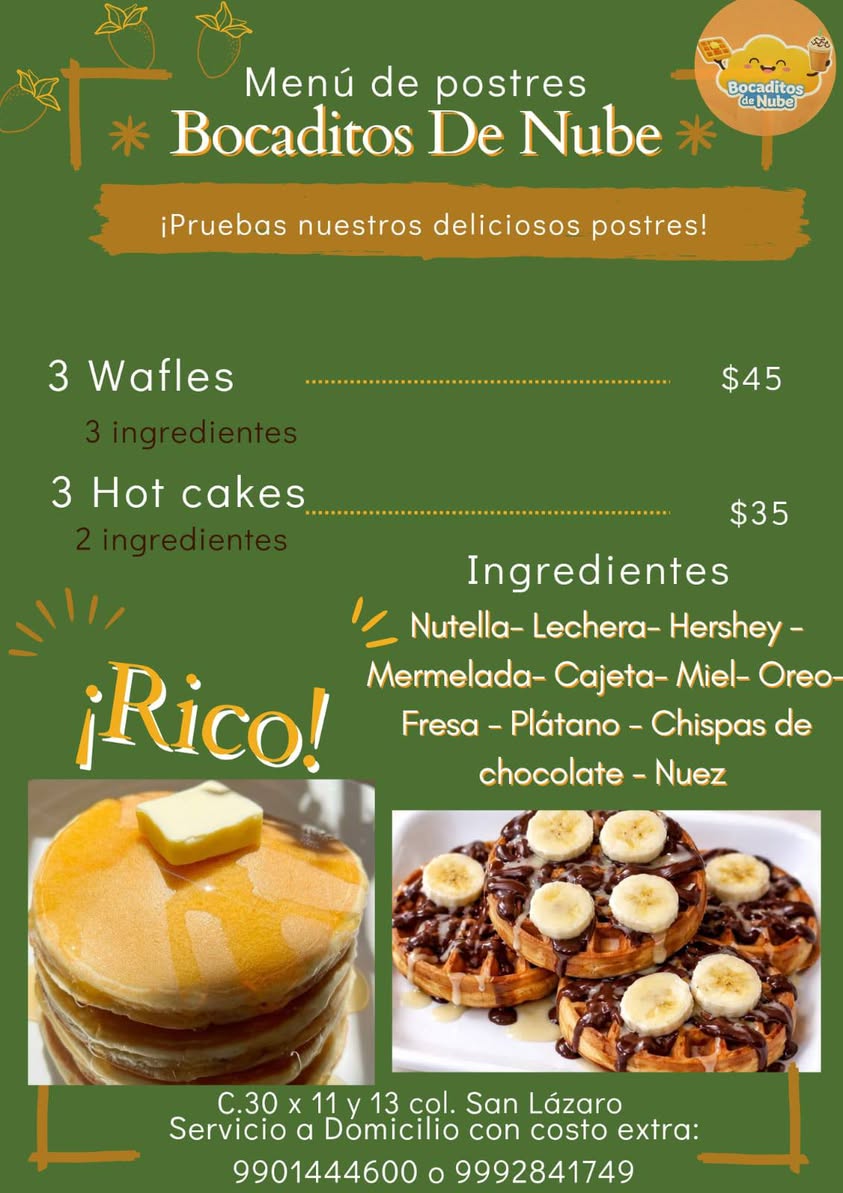 Bocaditos de Nube: Waffles, Hot Cakes y Frappés con tus ingredientes favoritos