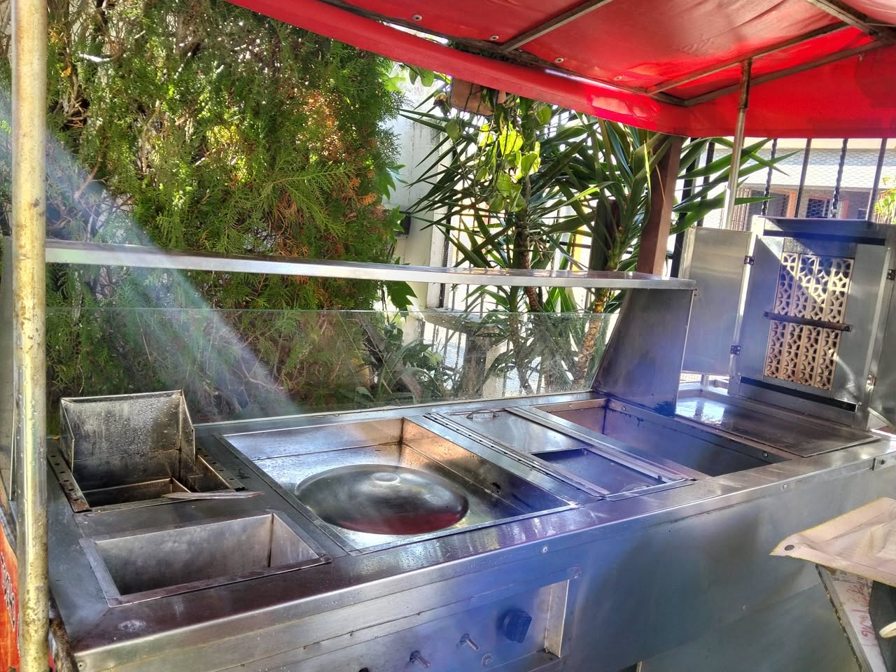 Carro de Comida Multiusos Acero Inoxidable con Equipo Completo para Carnitas