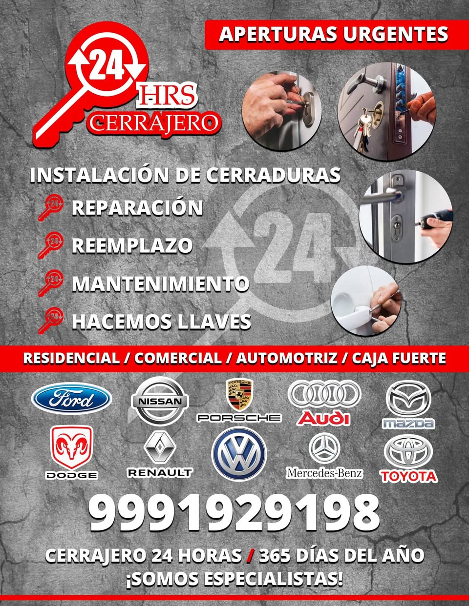 Cerrajería Integral: Aperturas, Cerraduras Eléctricas y Servicios Automotrices 24 Horas