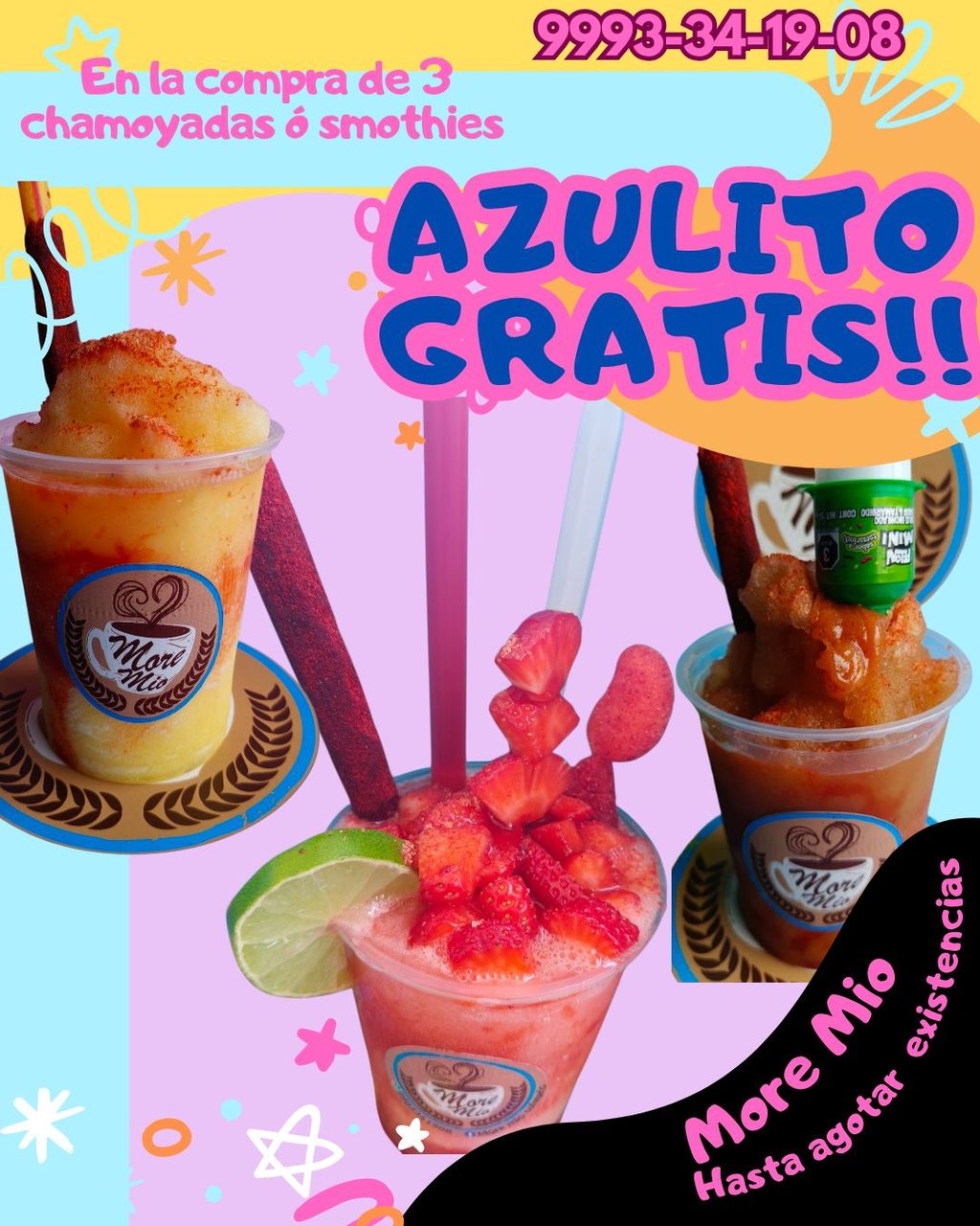 Promoción de chamoyadas gratis con compra mínima y número