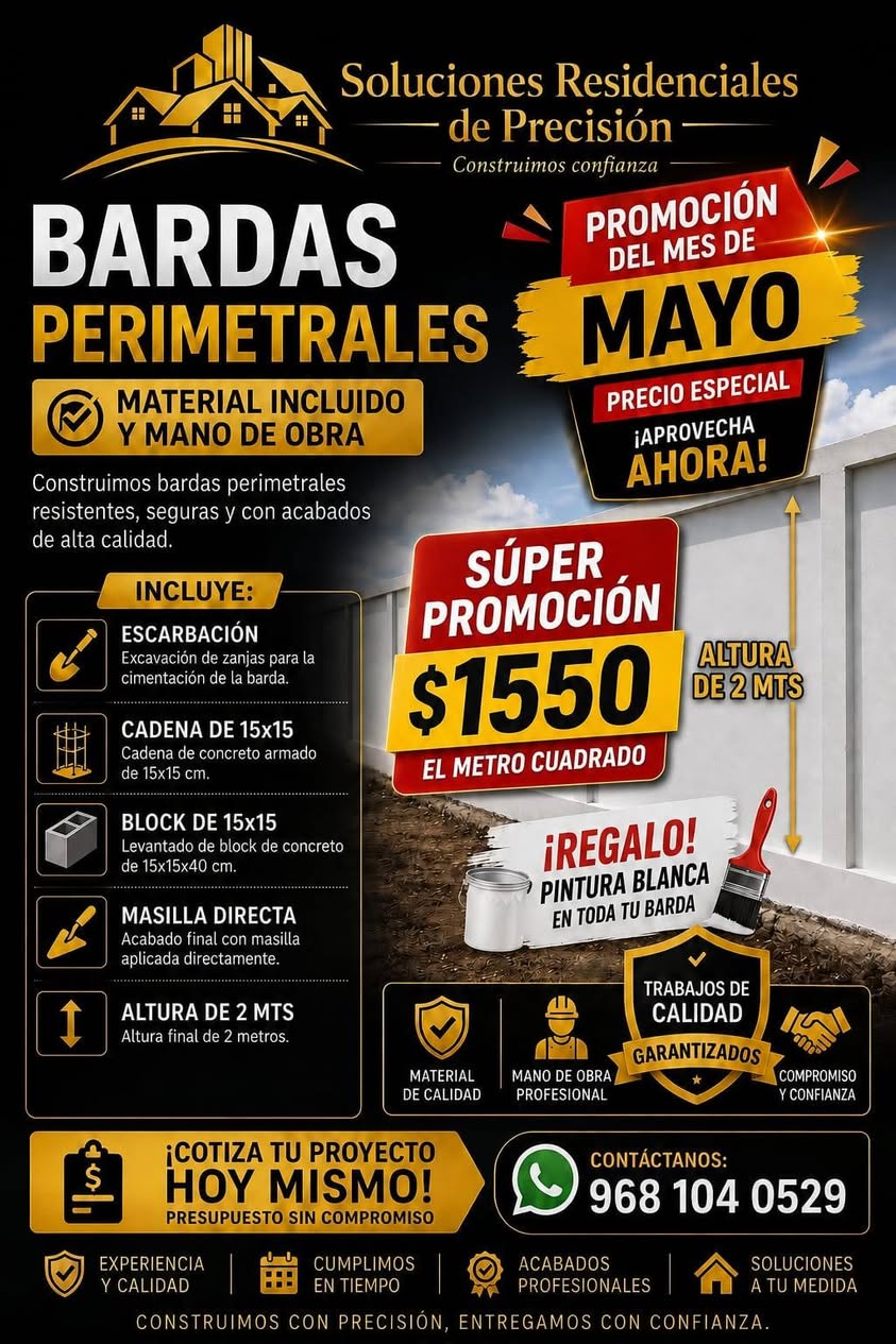 Construcción de Bardas Perimetrales de Precisión con Acabados de Alta Calidad