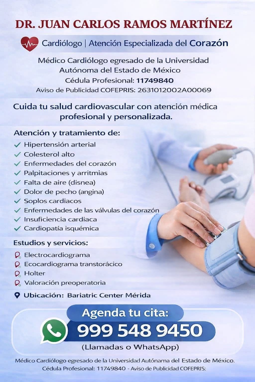 Consulta Cardiológica Dr. Juan Carlos Ramos