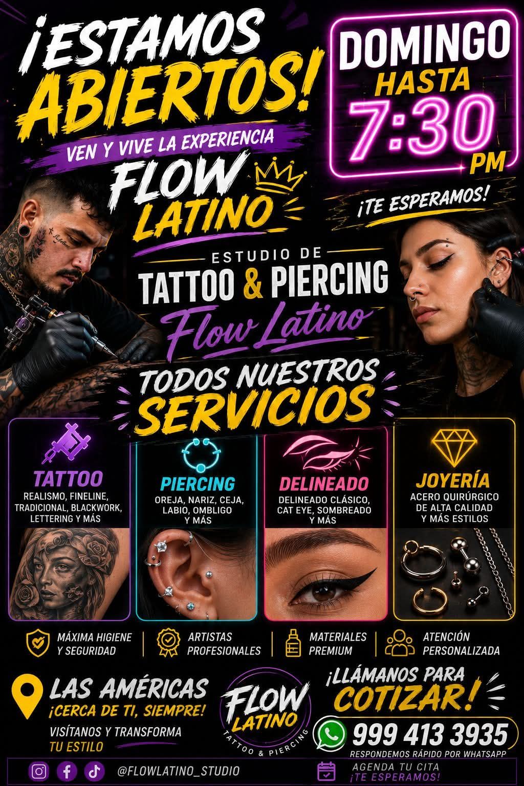 Flow Latino Tattoo & Piercing Las Américas: Arte Corporal de Alta Calidad