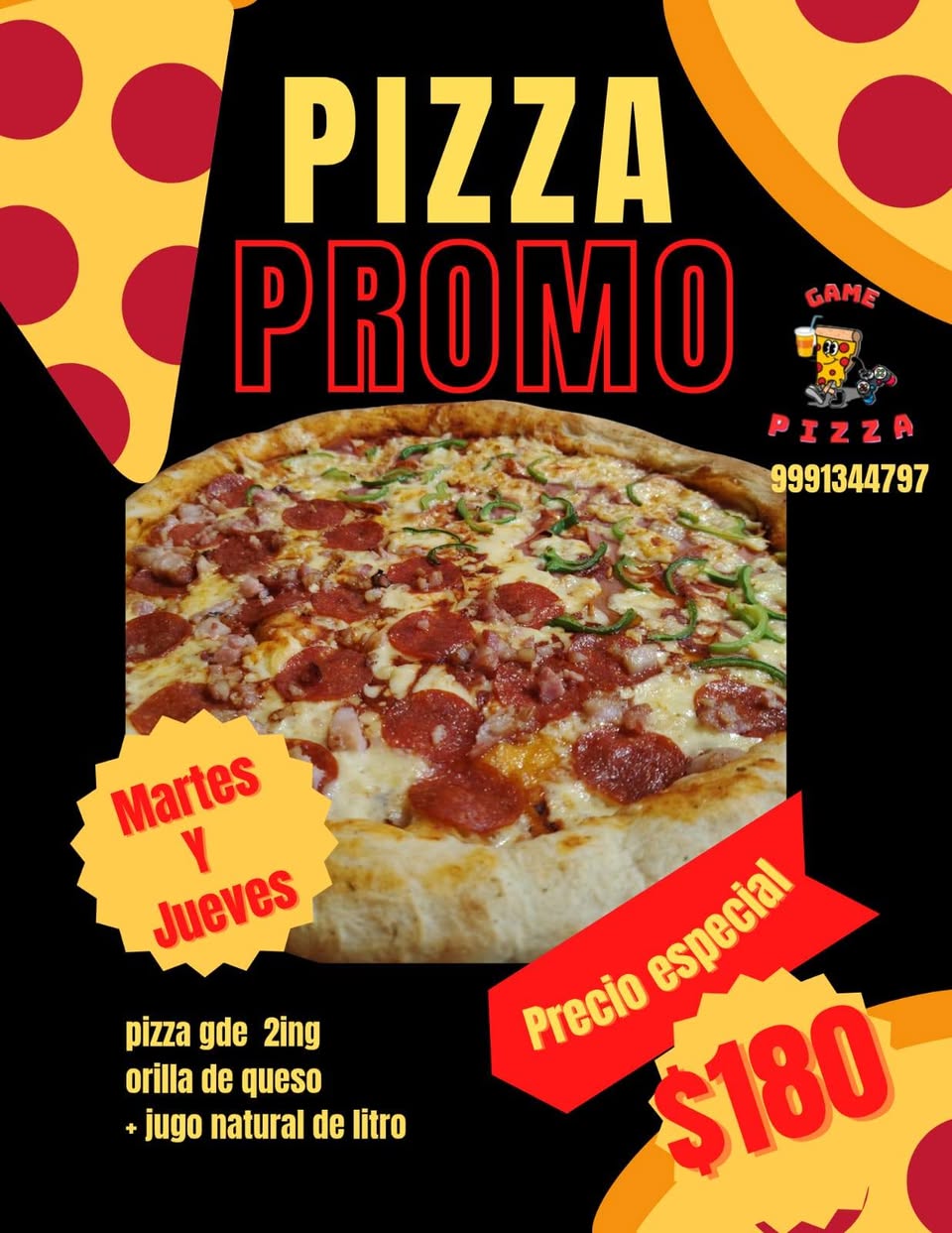 Game Pizza: Oferta especial 3x2 los martes y jueves