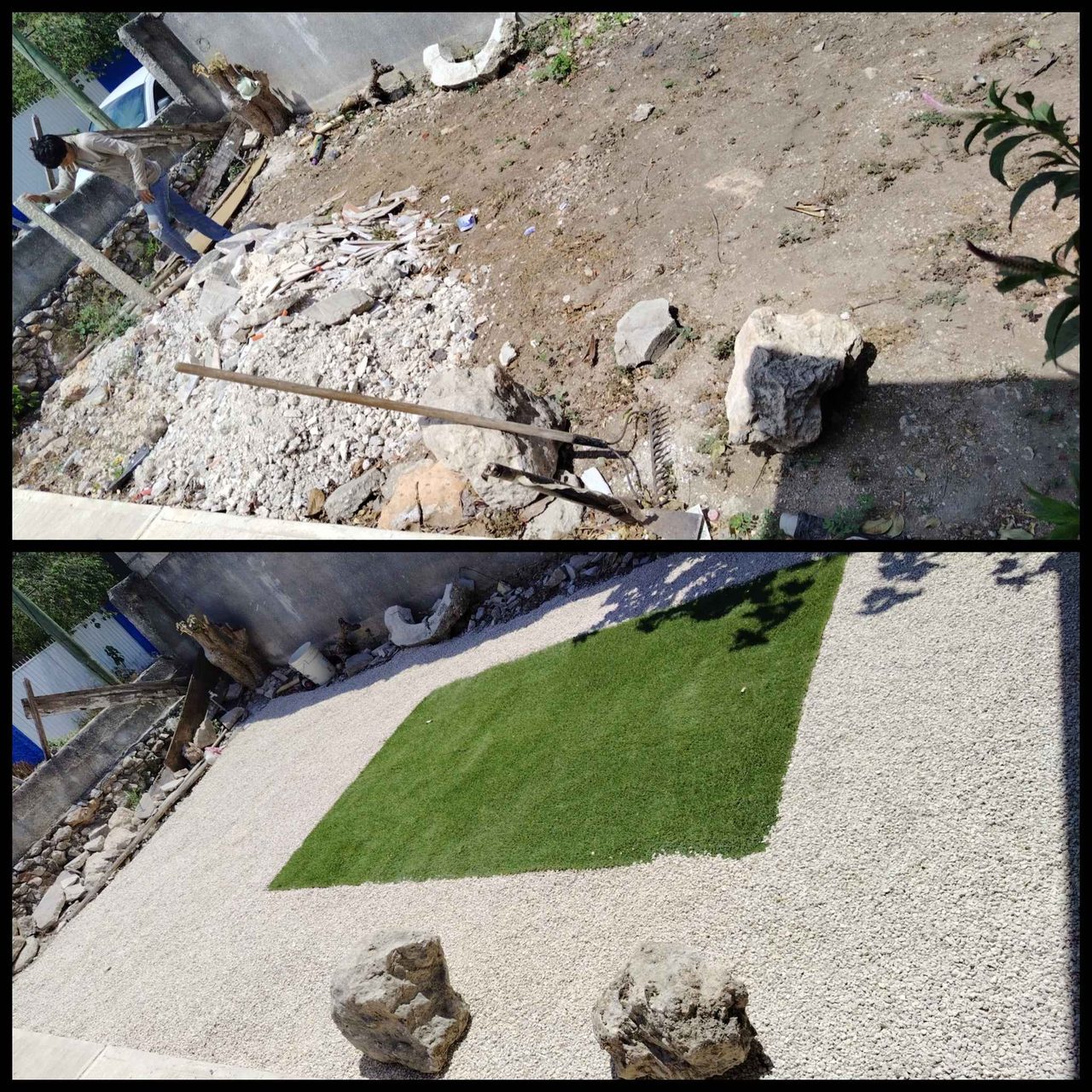 Gravilla Antimaleza e Instalación de Pasto Sintético — Altabrisa