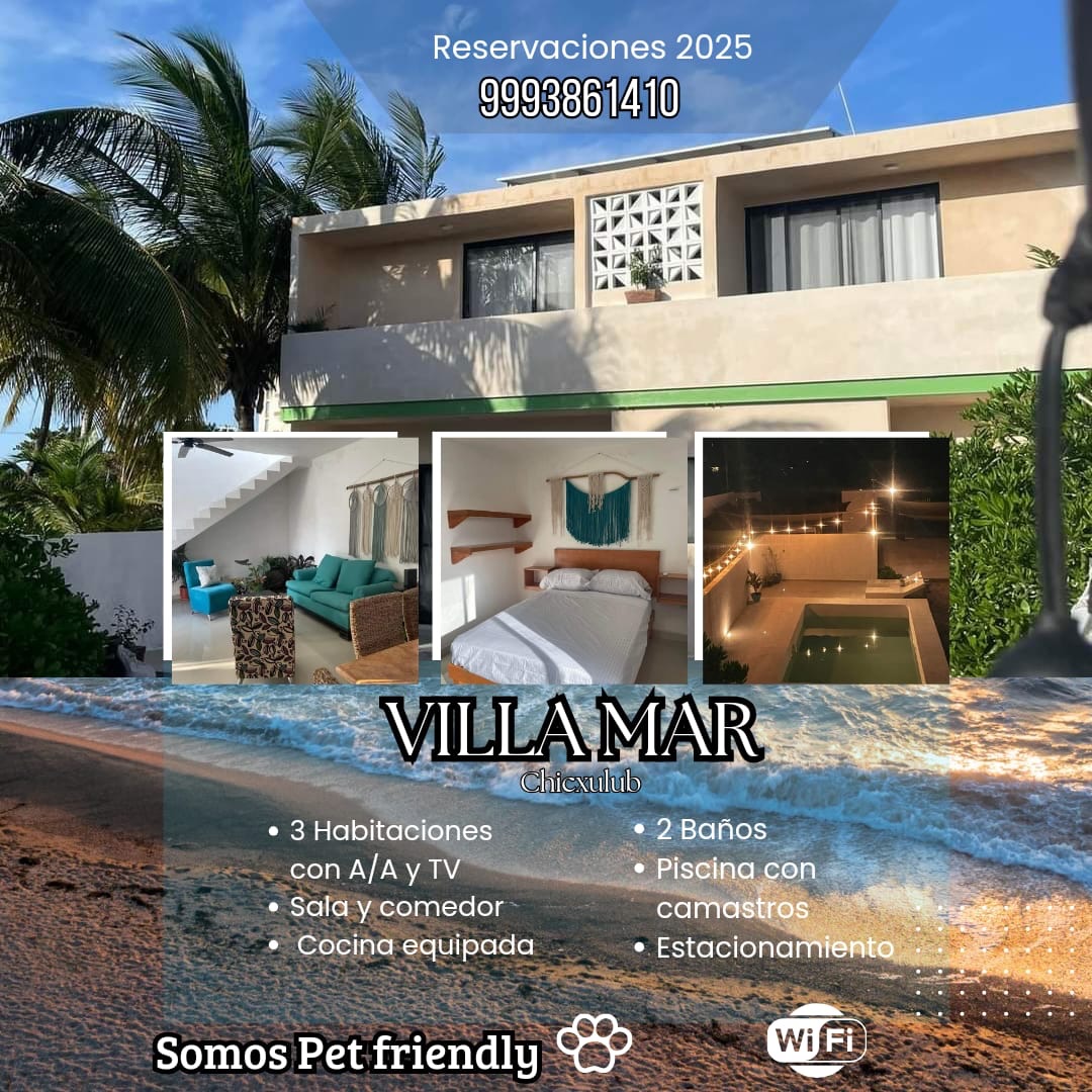 Hermosa villa en Chixchilub km 7, equipo completo a 50 metros del mar