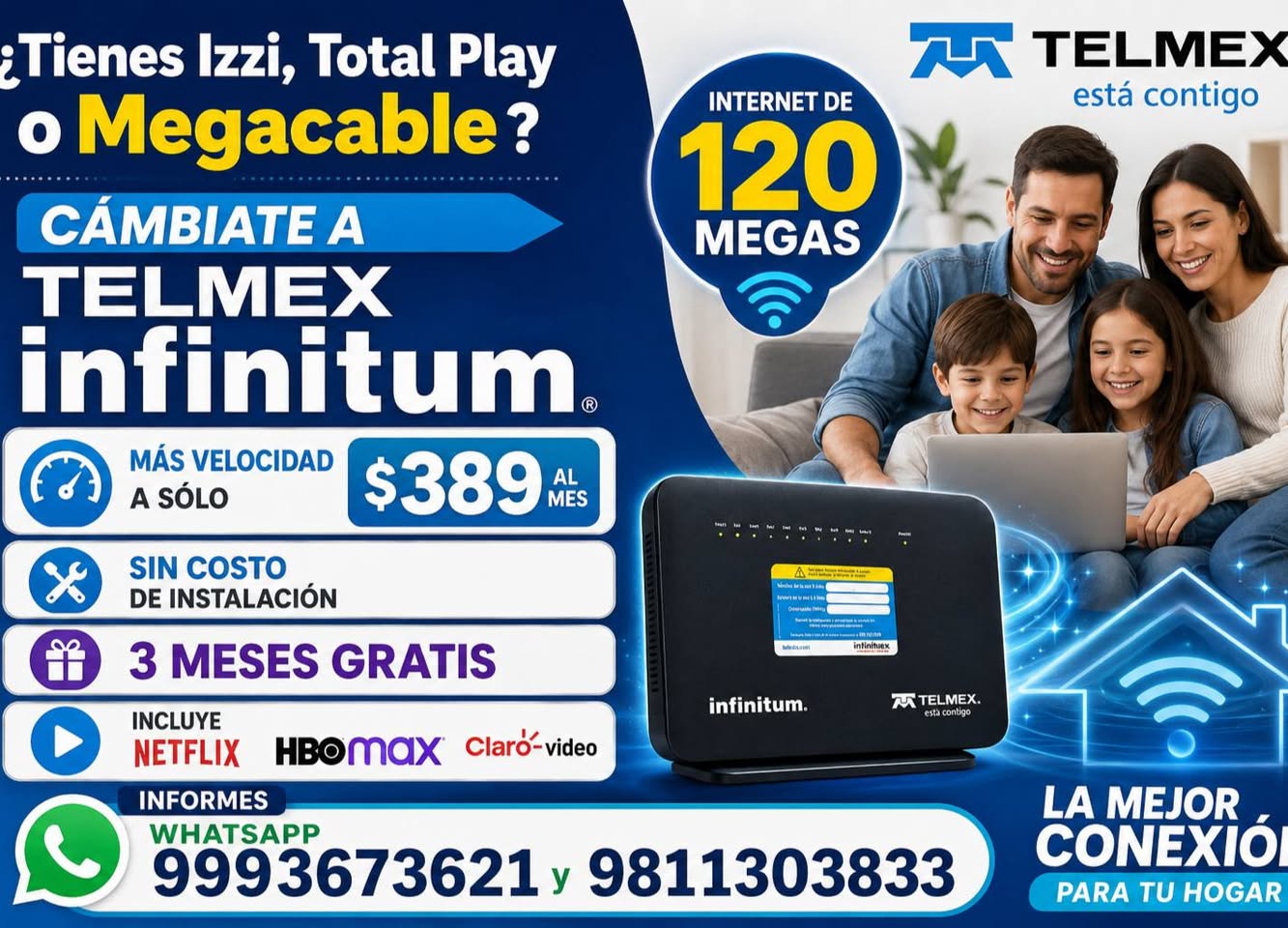 Internet Telmex Infinitum: Streaming sin Pago Inmediato y Instalación Gratuita