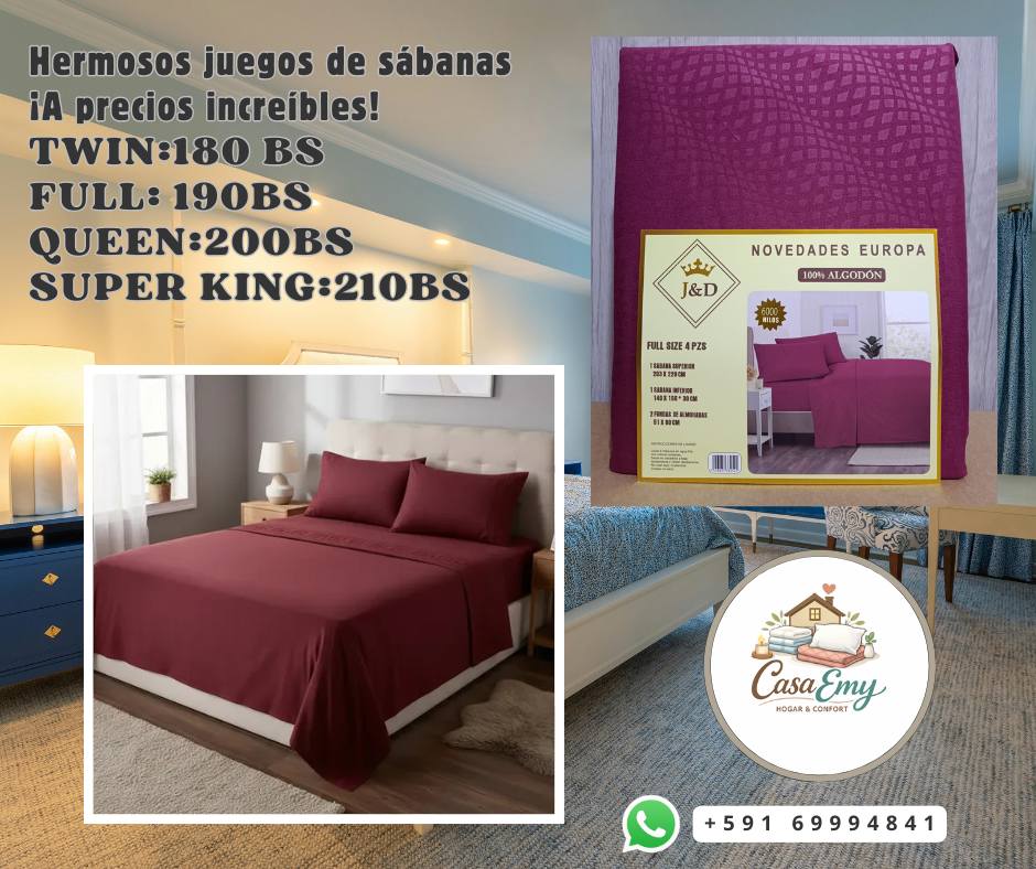 Juegos de Sábanas de Algodón 100% para Hogar y Confort