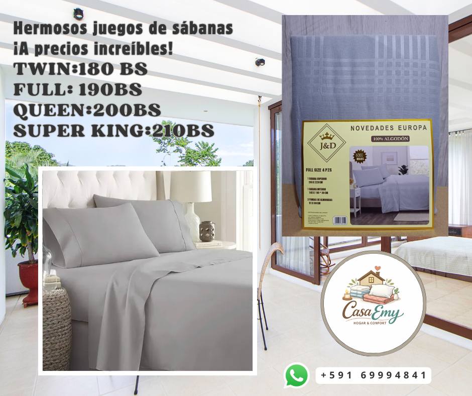 Juegos de Sábanas de Algodón 100% para Hogar y Confort