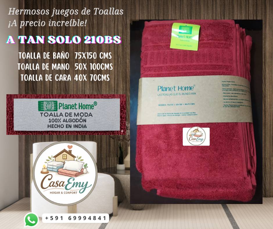 Juegos de Toallas 100% Algodón de Casa Emy y Planet Home