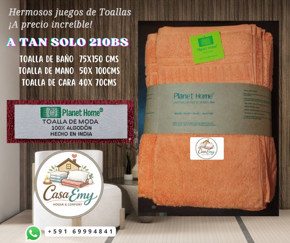 Juegos de Toallas 100% Algodón de Casa Emy y Planet Home