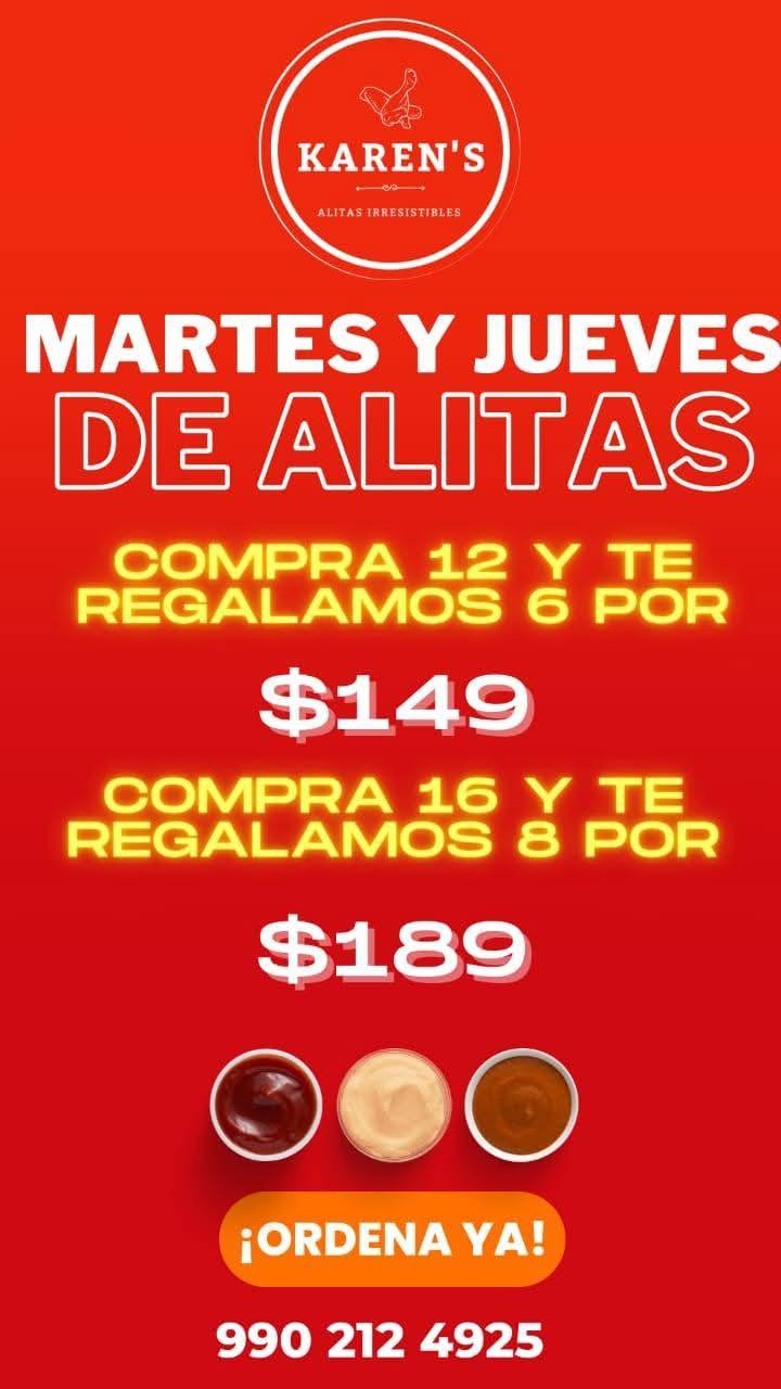 Karen's Alitas: Promociones de Alitas Frescas para Martes y Jueves