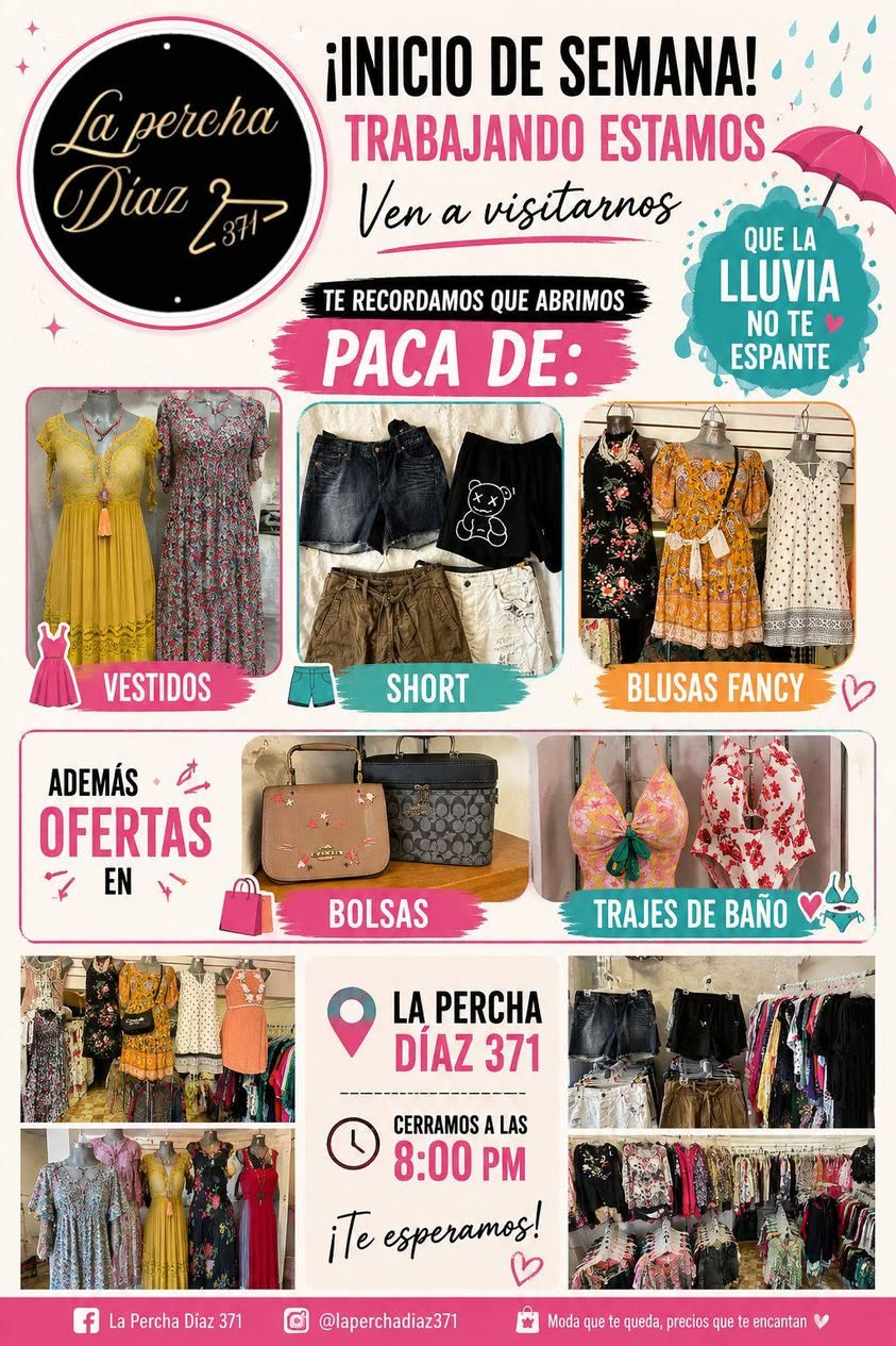 La Percha Díaz 371: Moda y ofertas semanales de vestidos, blusas y trajes de baño