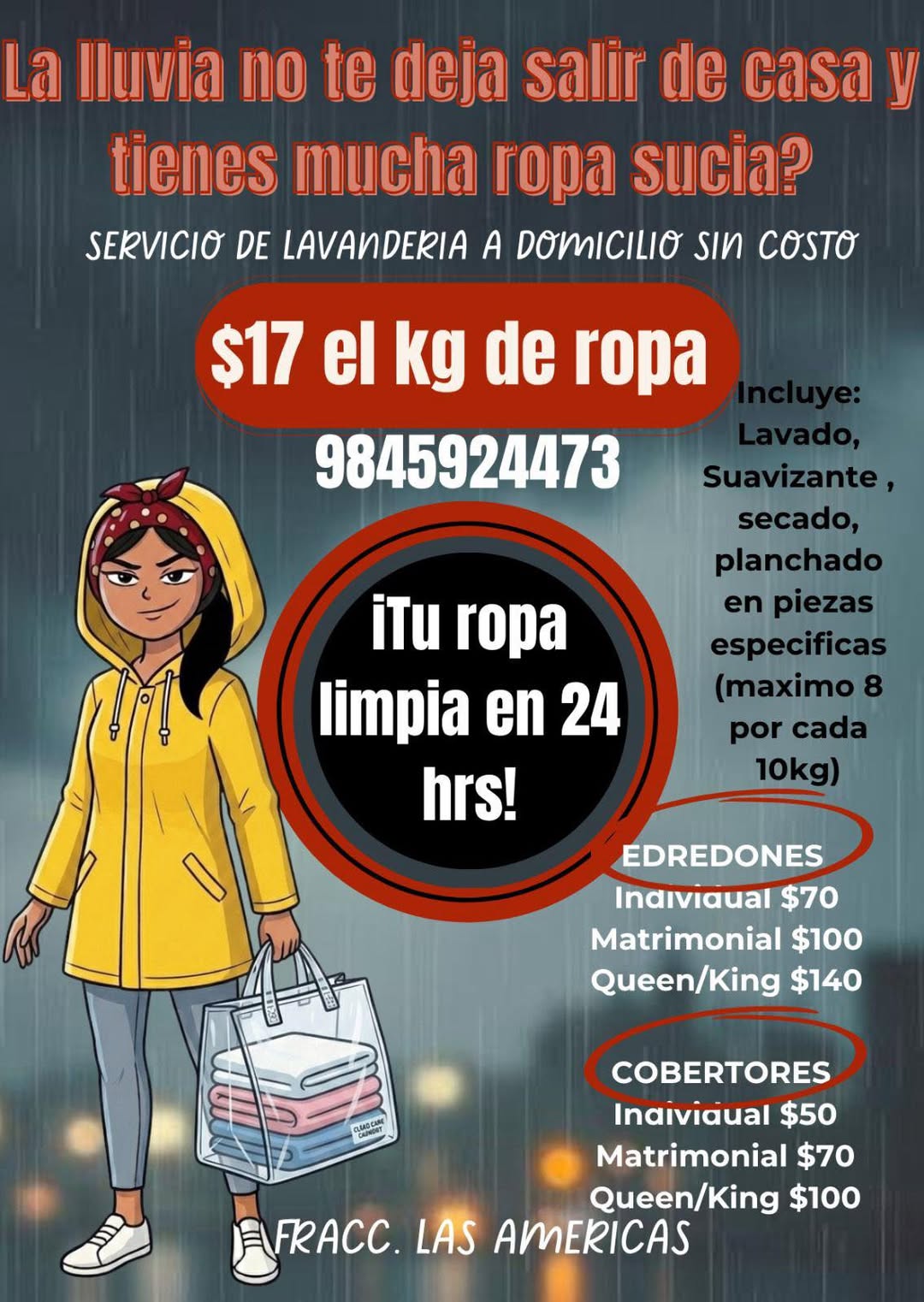 Lavandería a Domicilio sin Costo en Fraccionamiento Las Américas