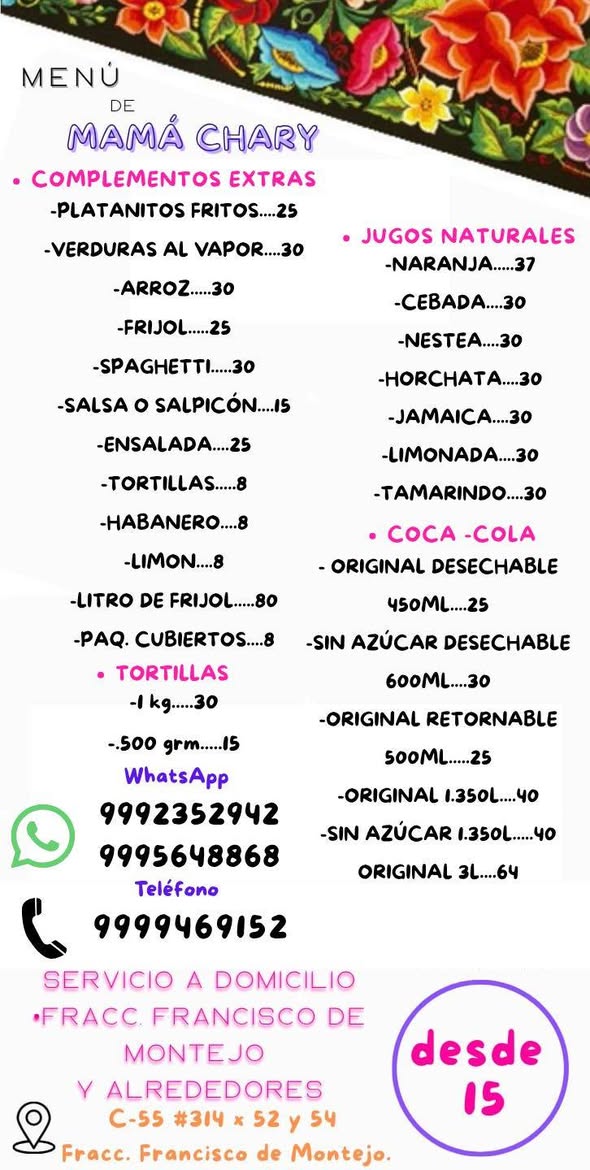 Mamá Chary: Menú Casero de Platillos Yucatecos y Deliciosos