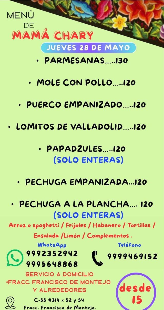 Menu de Mama Chary — Chenku