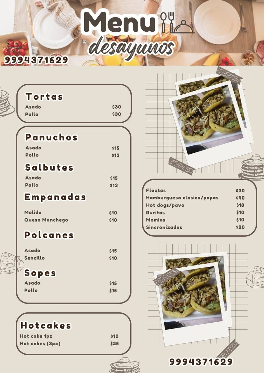 Menu Desayunos Ale Flota — Santa Cruz Palomeque
