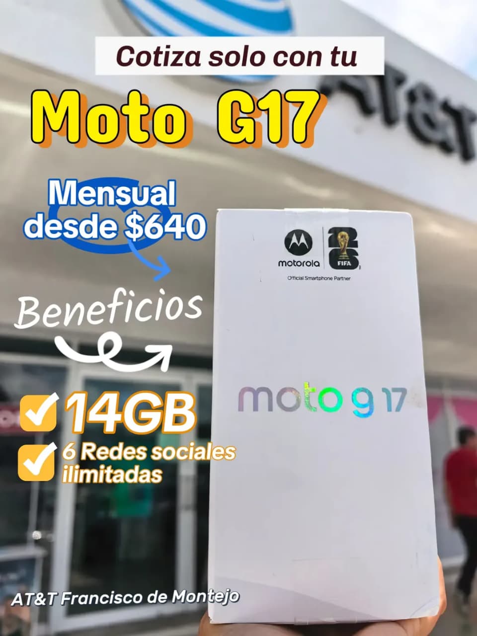Moto G17 con Plan Azul 3 de AT&T: 256GB y beneficios exclusivos
