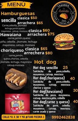 Taquería La Avenida: Hamburguesas y Hot Dogs con Servicio a Domicilio — Emiliano Zapata Sur