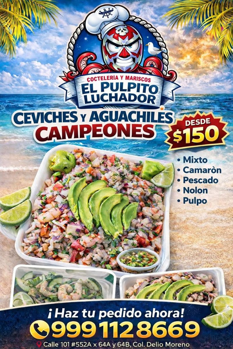 El Pálpito Luchador Mariscos Mérida