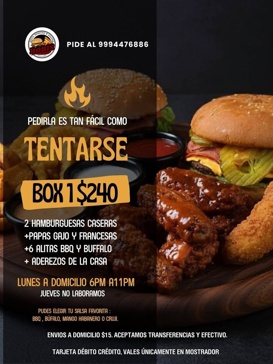 Hamburguesas Artesanales y Alitas BBQ en Boris