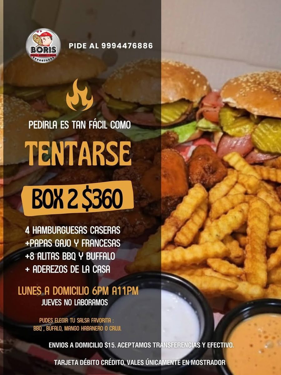 Hamburguesas Artesanales y Alitas BBQ en Boris
