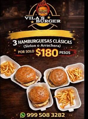 VILA'S BURGER: Hamburguesas de Sirloin y Arrachera con Papas — Pensiones