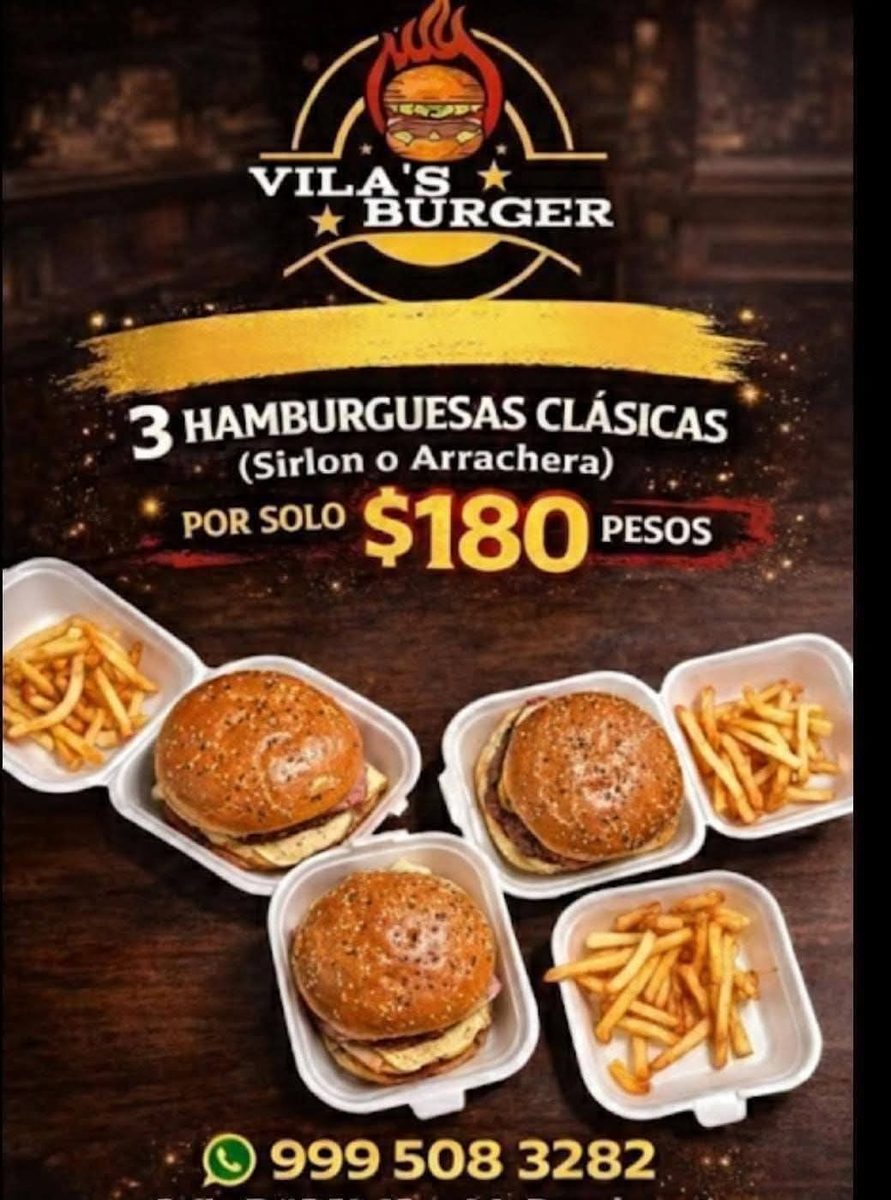 VILA'S BURGER: Hamburguesas de Sirloin y Arrachera con Papas