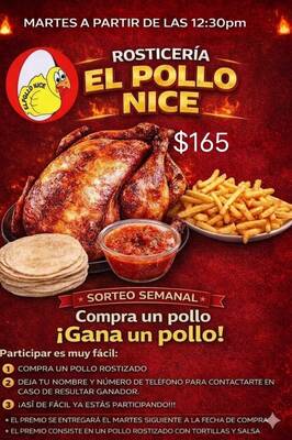 Pollo rostizado EL POLLO NICE, $165 y sorteo semanal — Pensiones