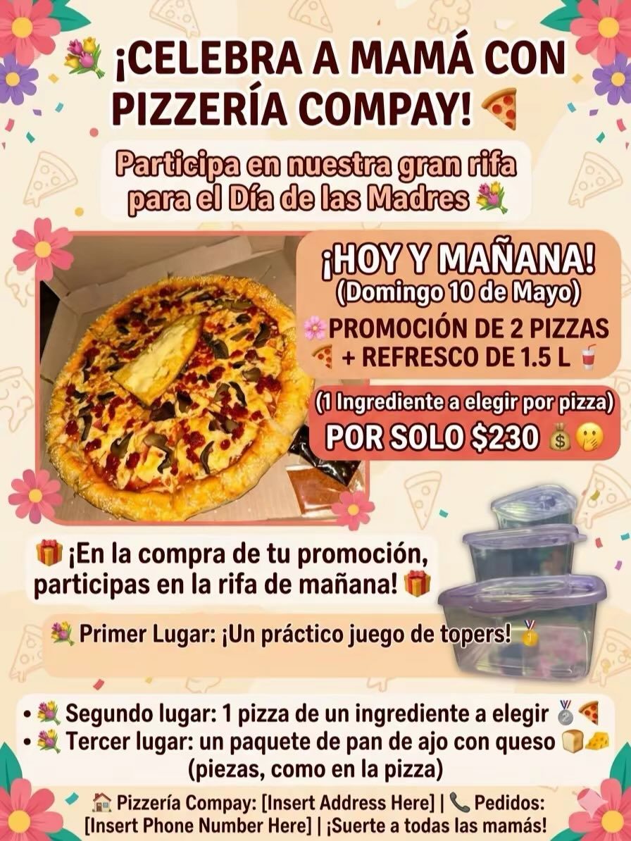 Promoción De Pizzas Día De Madres