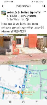 Casa de una habitación con patio en Av 86, Emiliano Zapata Sur — Emiliano Zapata Sur