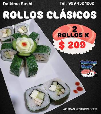 Daikima Sushi, Rollos clásicos 2 por $209 y especiales — Emiliano Zapata Sur