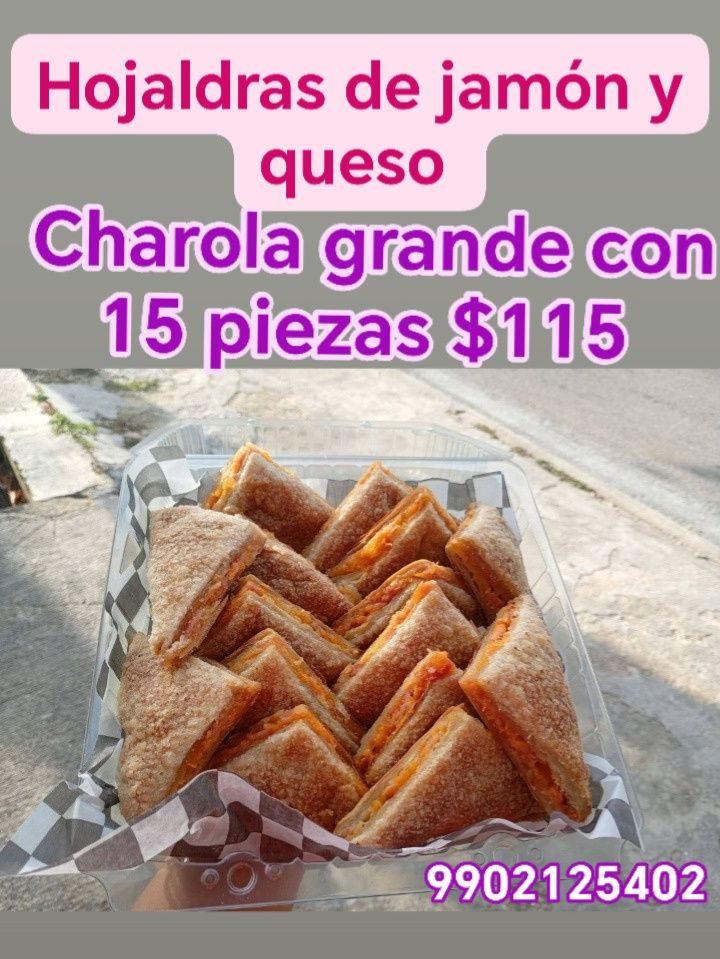 Panadería Yahel, Hojaldrás de jamón y queso, entrega a domicilio