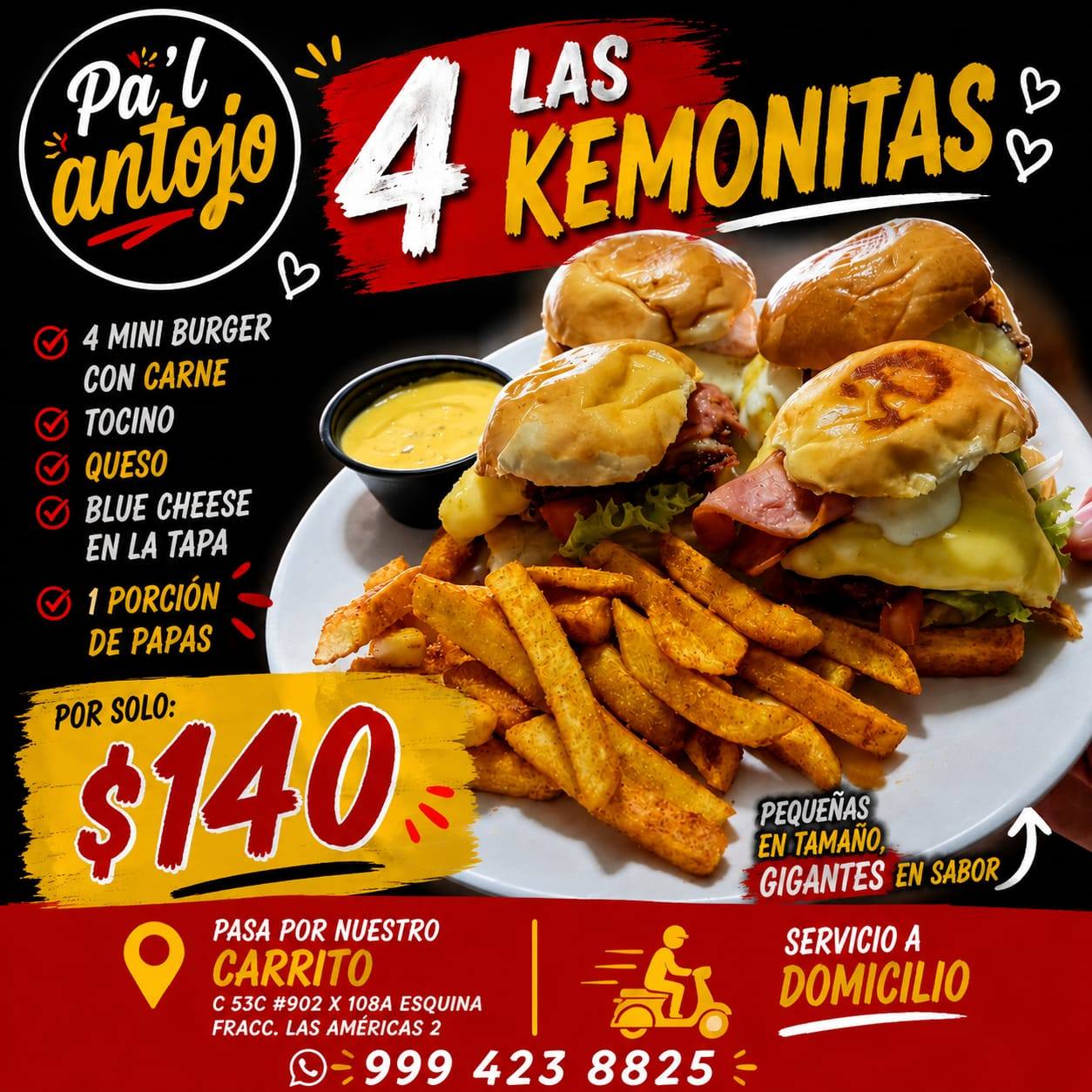 Pal Antojo: Mexican Food estilo Tex-Mex con Kemonitas y Hamburguesas