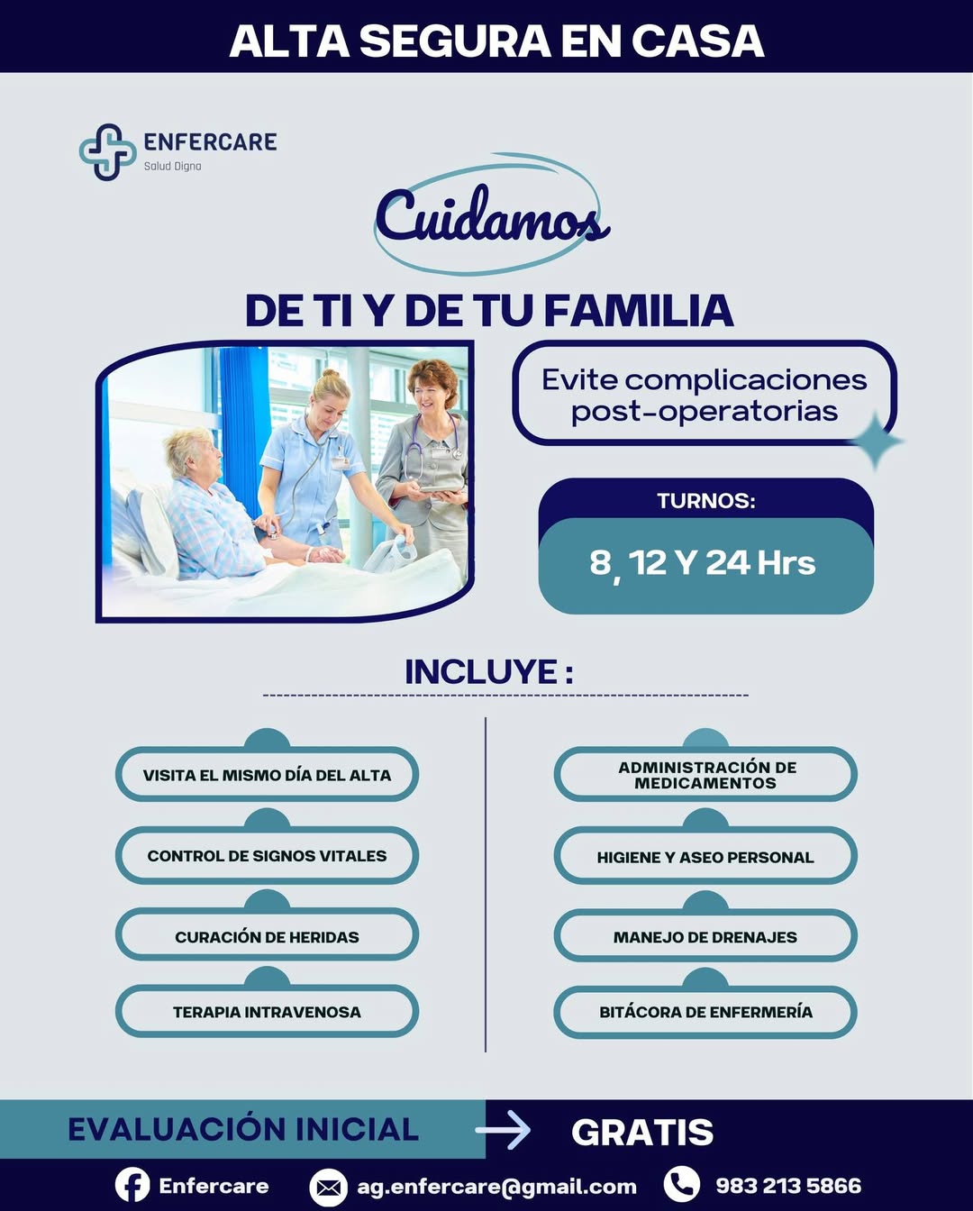 Paquete Alta Segura en Casa: Cuidado Postoperatorio Profesional en tu Hogar