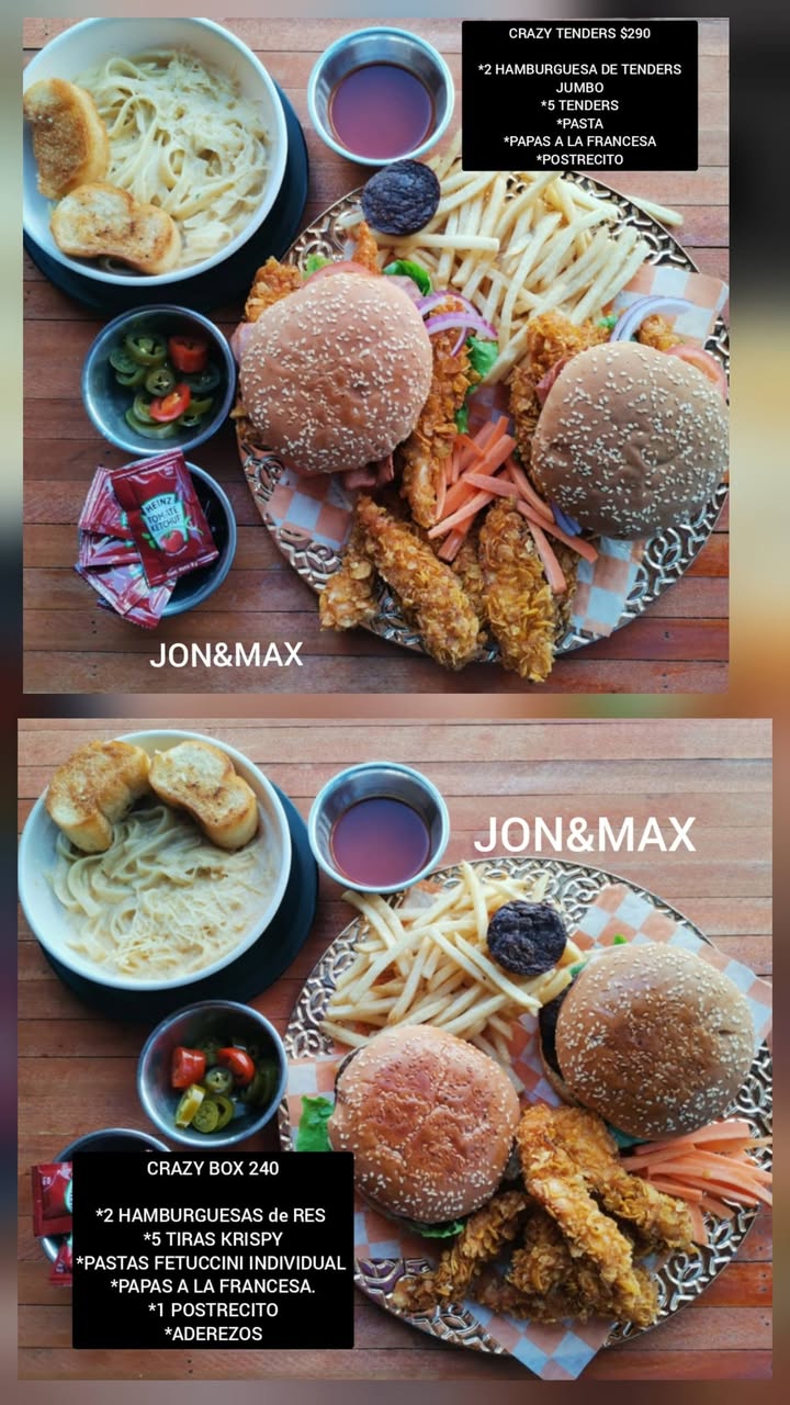 Pastas, Boneless y Hamburguesas de Jon&Max