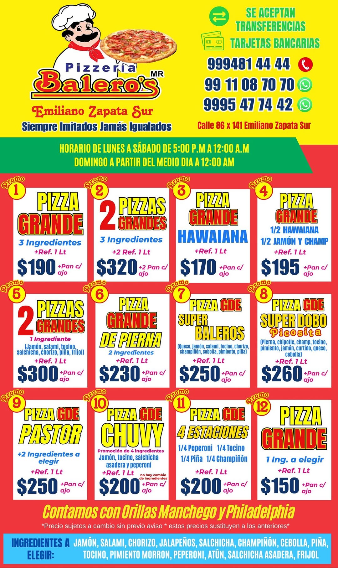 Pizzería Baleros Emiliano Zapata Sur