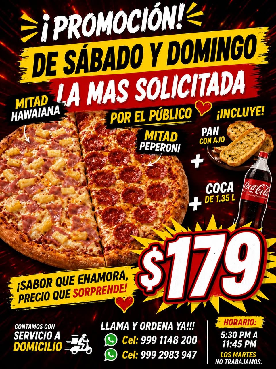 Pizzería Cuatro Estaciones: Menú variado y delicioso para disfrutar en casa