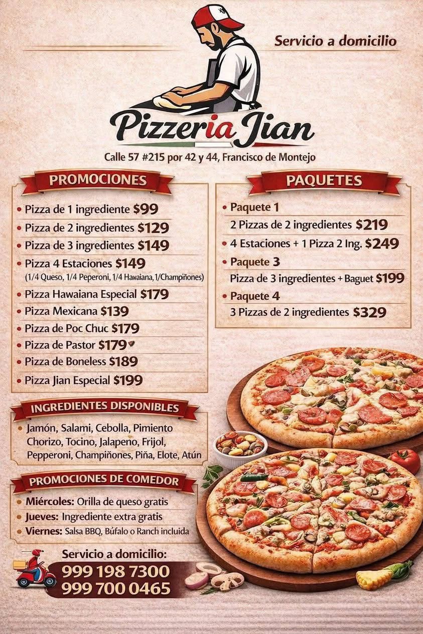 Pizzeria Jian: Promociones y Servicio a Domicilio en Yucatán